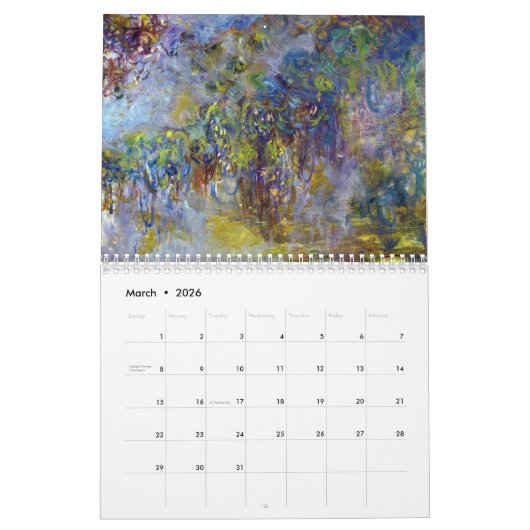 Monet Flower and Gardens 2019 Calendar Kalender (Mar 2026)