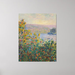 Monet Flower Beds at Vétheuil Canvas Afdruk
