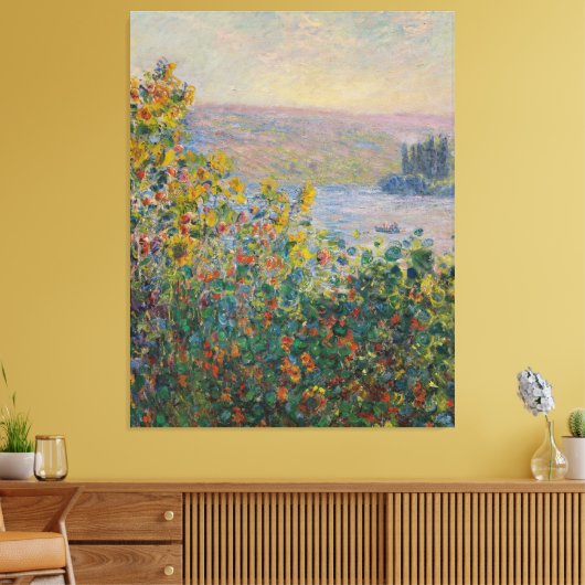  Monet Flower Beds at Vétheuil Canvas Afdruk (Insitu (Woonkamer))