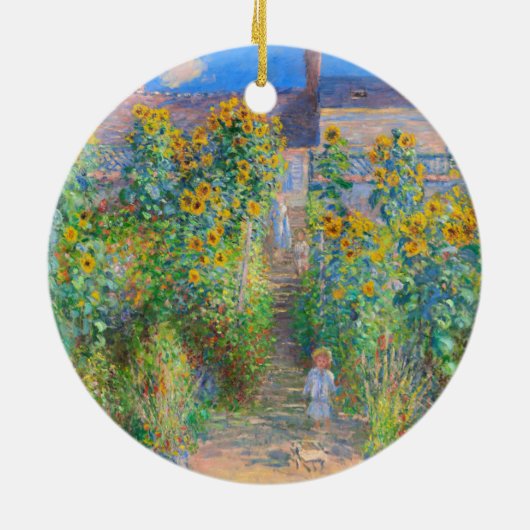 Monet Flower Garden Keramisch Ornament (Achterkant)