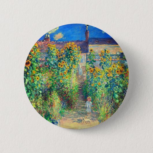 Monet Flower Garden Ronde Button 5,7 Cm (Voorkant)