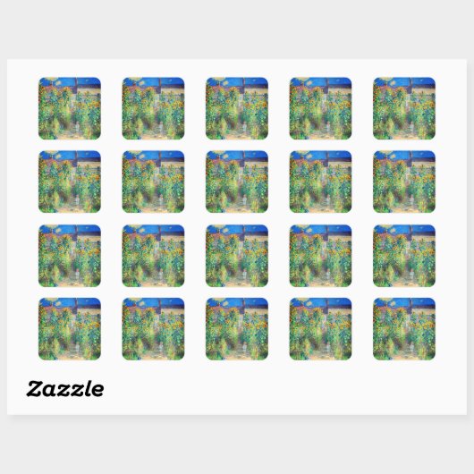 Monet Flower Garden Vierkante Sticker (Vel)