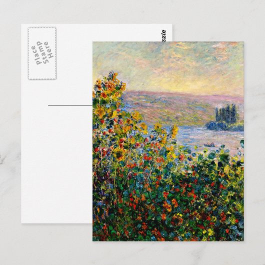 Monet - Flowerbedds te Vetheuil Briefkaart (Voorkant / Achterkant)