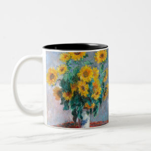 Monet France Bouquet Sunflower Impressionist Peop Tweekleurige Koffiemok