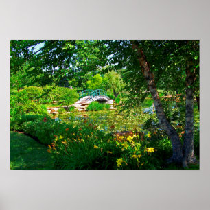 Monet France Impressionist People Bridge Park Pijn Poster