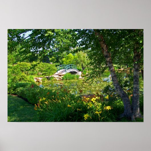Monet France Impressionist People Bridge Park Pijn Poster (Voorkant)
