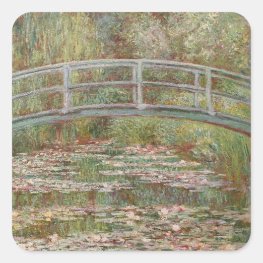 Monet Frans Japans Bridge Giverney Vierkante Sticker (Voorkant)