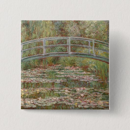 Monet Frans Japanse Brug Kunst Vierkante Button 5,1 Cm (Voorkant)