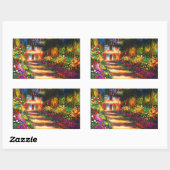 Monet Garden op Giverny Rechthoekige Sticker (Vel)