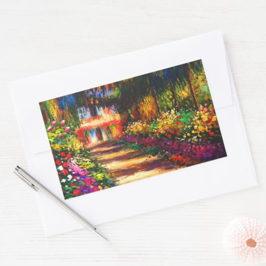 Monet Garden op Giverny Rechthoekige Sticker (Envelop)