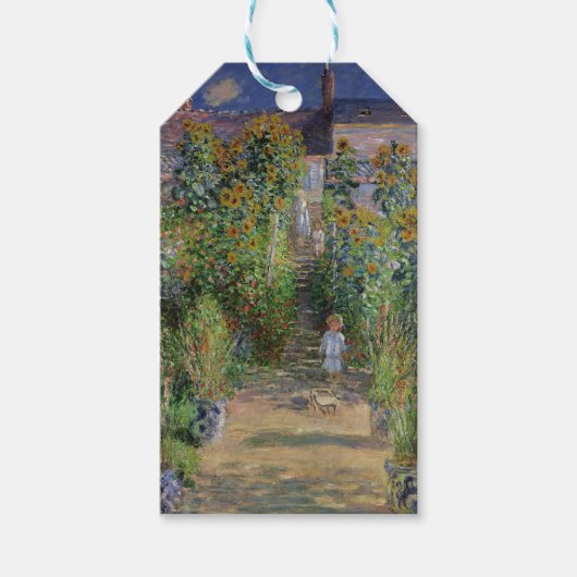 Monet Garden Vetheuil Impressionim Painting Cadeaulabel (Voorkant)
