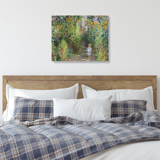 Monet Garden Vetheuil Impressionim Painting Canvas Afdruk (Insitu (Slaapkamer))