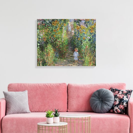 Monet Garden Vetheuil Impressionim Painting Canvas Afdruk (Insitu (Woonkamer))