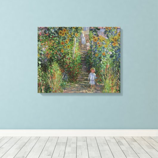 Monet Garden Vetheuil Impressionim Painting Canvas Afdruk (Insitu (Houten vloer))