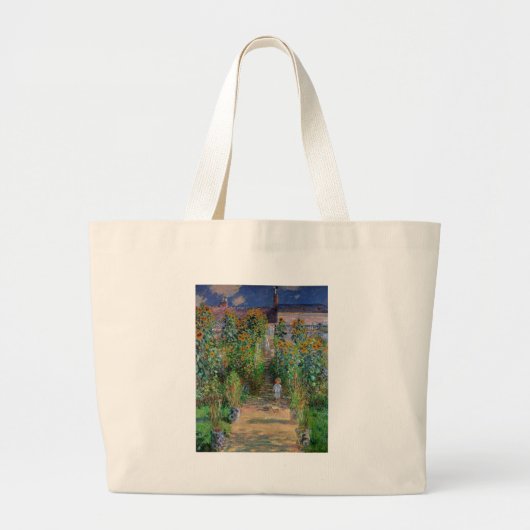 Monet Garden Vetheuil Impressionim Painting Grote Tote Bag (Voorkant)