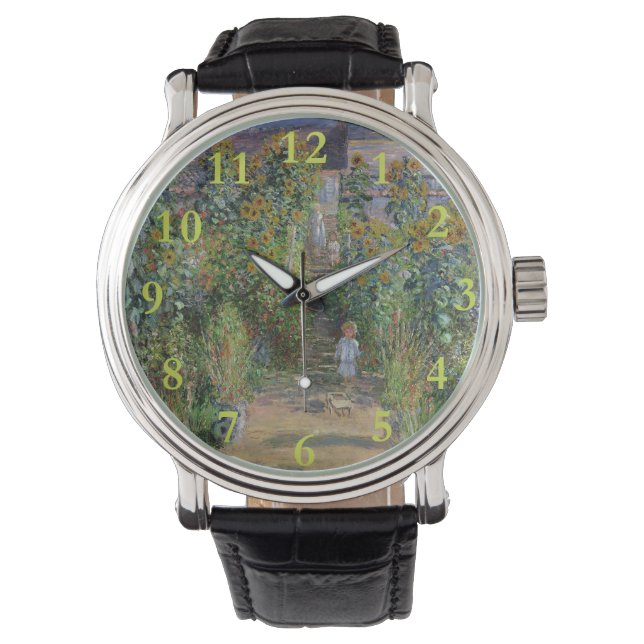 Monet Garden Vetheuil Impressionim Painting Horloge (Voorkant)