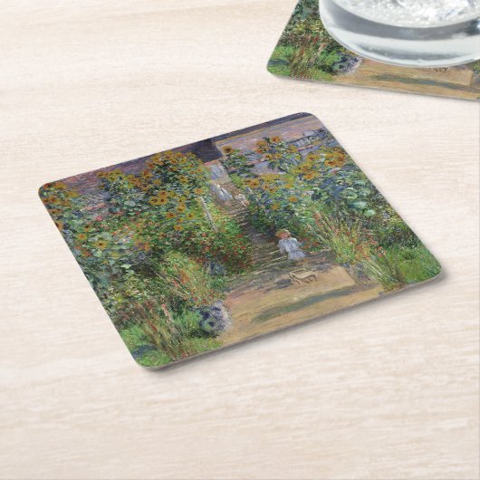 Monet Garden Vetheuil Impressionim Painting Kartonnen Onderzetters (Schuin)