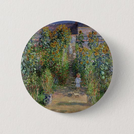 Monet Garden Vetheuil Impressionim Painting Ronde Button 5,7 Cm (Voorkant)