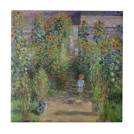 Monet Garden Vetheuil Impressionim Painting Tegeltje (Voorkant)