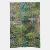 Monet Garden Vetheuil Impressionim Painting Theedoek (Verticaal)