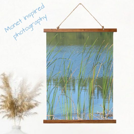 Monet geïnspireerde Cattail Reeds op de rand van h Hangend Wandkleed