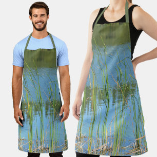 Monet geïnspireerde Cattails Reeds op Lake Blue Schort