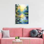 Monet-geïnspireerde Lily Pond bij Sunrise Impressi Canvas Afdruk (Insitu (Woonkamer))
