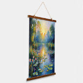 Monet-geïnspireerde Lily Pond bij Sunrise Impressi Hangend Wandkleed (Gebogen)
