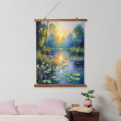 Monet-geïnspireerde Lily Pond bij Sunrise Impressi Hangend Wandkleed (Slaapkamer)