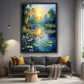 Monet-geïnspireerde Lily Pond bij Sunrise Impressi Perfect Poster