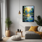 Monet-geïnspireerde Lily Pond bij Sunrise Impressi Poster