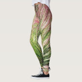 Monet geïnspireerde roze en groene Muhly Grass Abs Leggings (Links)