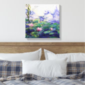 Monet geïnspireerde waterlelies canvas afdruk (Insitu (Slaapkamer))