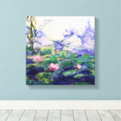 Monet geïnspireerde waterlelies canvas afdruk (Insitu (Houten vloer))