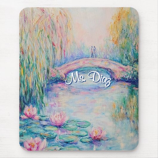 Monet geïnspireerde waterlelies en brug muismat (Voorkant)