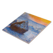 Monet - Graanschoven bij zonsondergang, Sneeuw Eff Tegeltje (Zijkant)