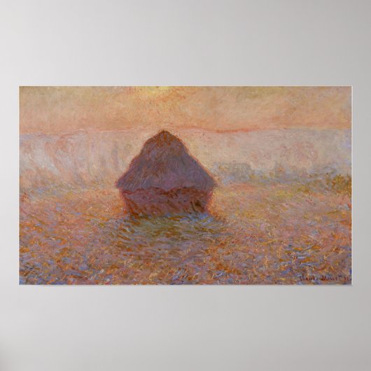 Monet - Graanschuur Zon In De Nevel Poster (Voorkant)