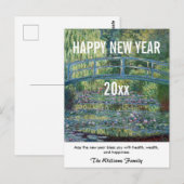 Monet - Happy New Year en Water Lily Passer Briefkaart (Voorkant / Achterkant)