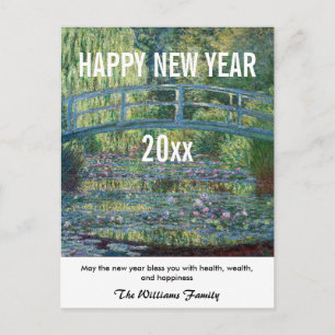 Monet - Happy New Year en Water Lily Passer Briefkaart