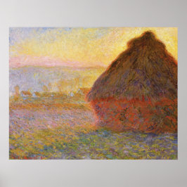 Monet - Haystacks bij zonsondergang - Impressionis Poster