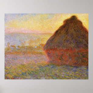 Monet - Haystacks bij zonsondergang - Impressionis Poster