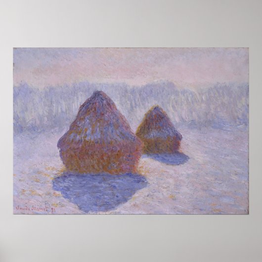 Monet - Haystacks (effect van sneeuw en zon) 1891 Poster (Voorkant)