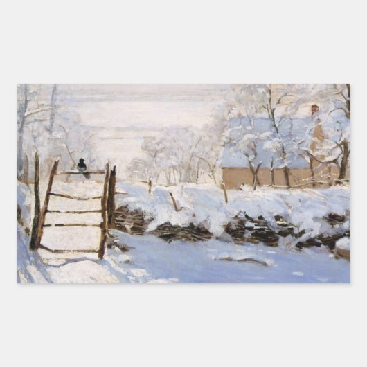 Monet - het Briefkaart van de Magpie Rechthoekige Sticker (Voorkant)