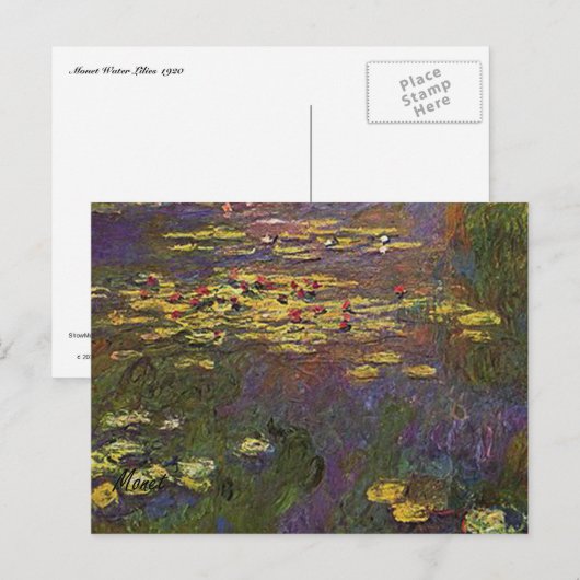 MONET het Briefkaart van Waterlelies 1920 (Voorkant / Achterkant)