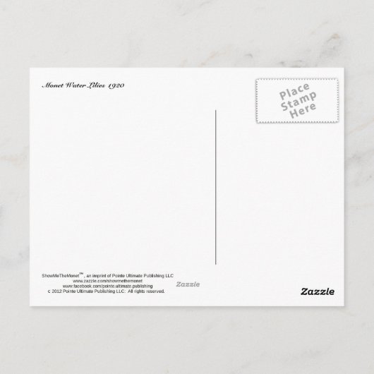 MONET het Briefkaart van Waterlelies 1920 (Achterkant)