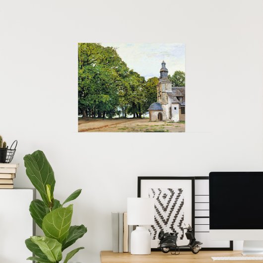 Monet - Het kunstwerk De Kapel Notre-Dame Poster (Thuiskantoor)