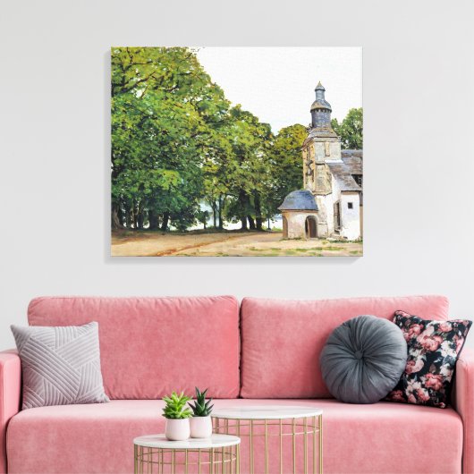 Monet - Het kunstwerk Kapel Notre-Dame Canvas Afdruk (Insitu (Woonkamer))