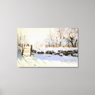 Monet het Magpie 36x23 Wrapped Canvas Afdruk