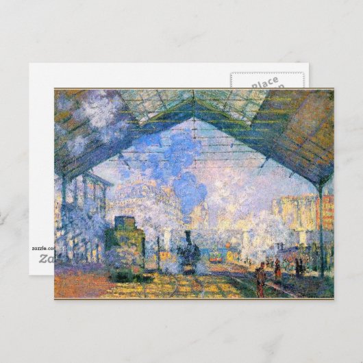 Monet - Het station Saint-Lazare, fijn kunst Briefkaart (Voorkant / Achterkant)