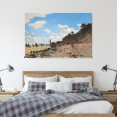 Monet - Het strand van Honfleur Canvas Afdruk (Insitu (Slaapkamer))